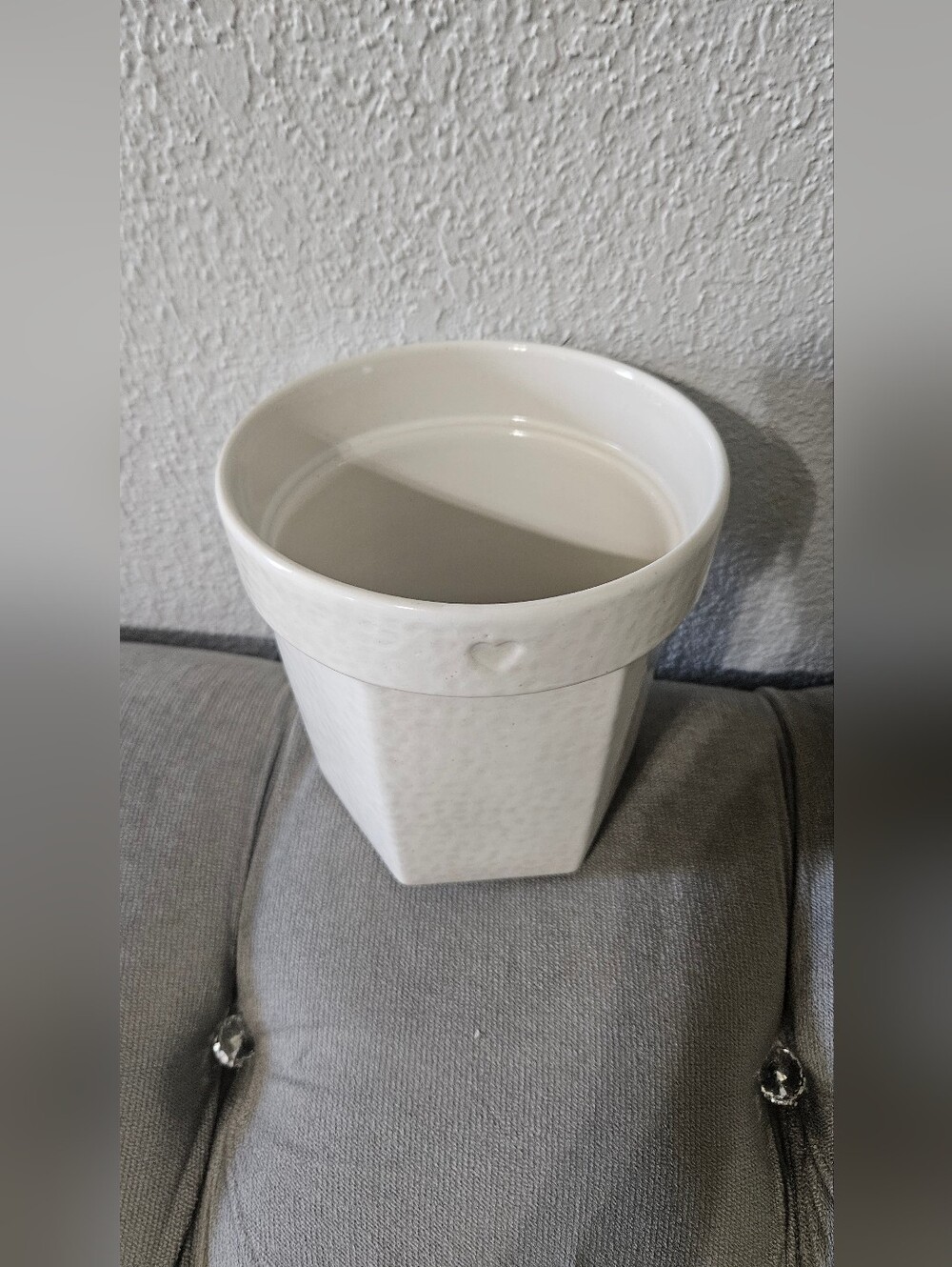 6" Ceramic Planter Pot with Heart Sour Cream- Hearth & Hand™ with Magnolia